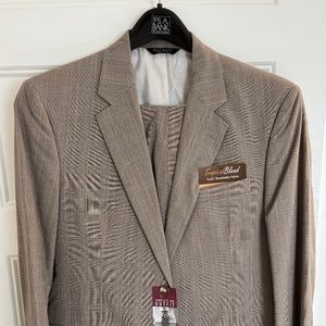 Jos. A. Bank Brown 41R Plaid Suit and Pants Cotton/Wool Tropical Blend